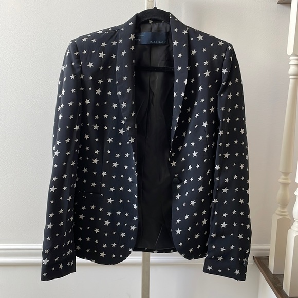 Zara star print blazer in black/white sz L - Picture 1 of 4